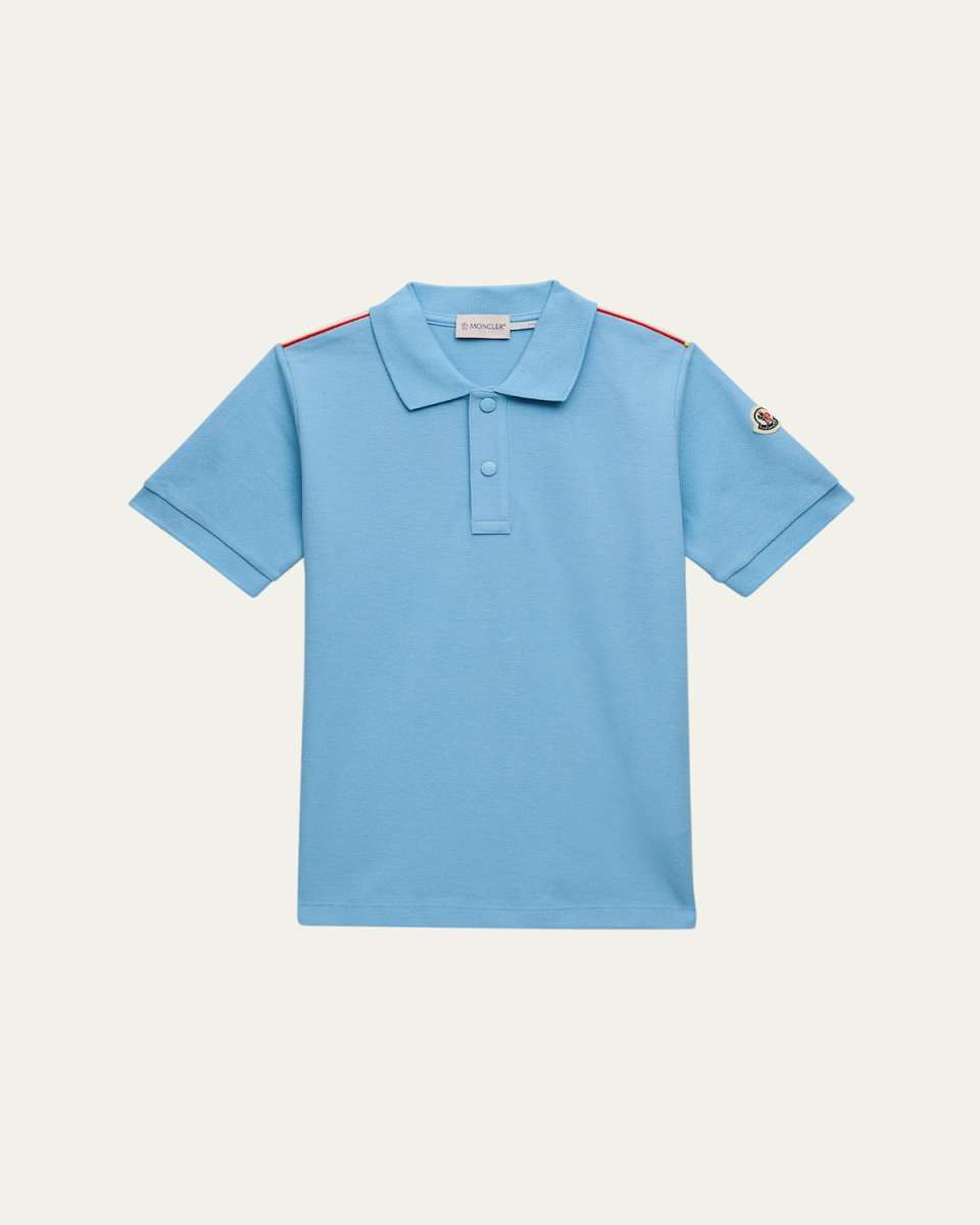 Boy's Tri-Stripe Pique Polo Shirt, Size 4-10